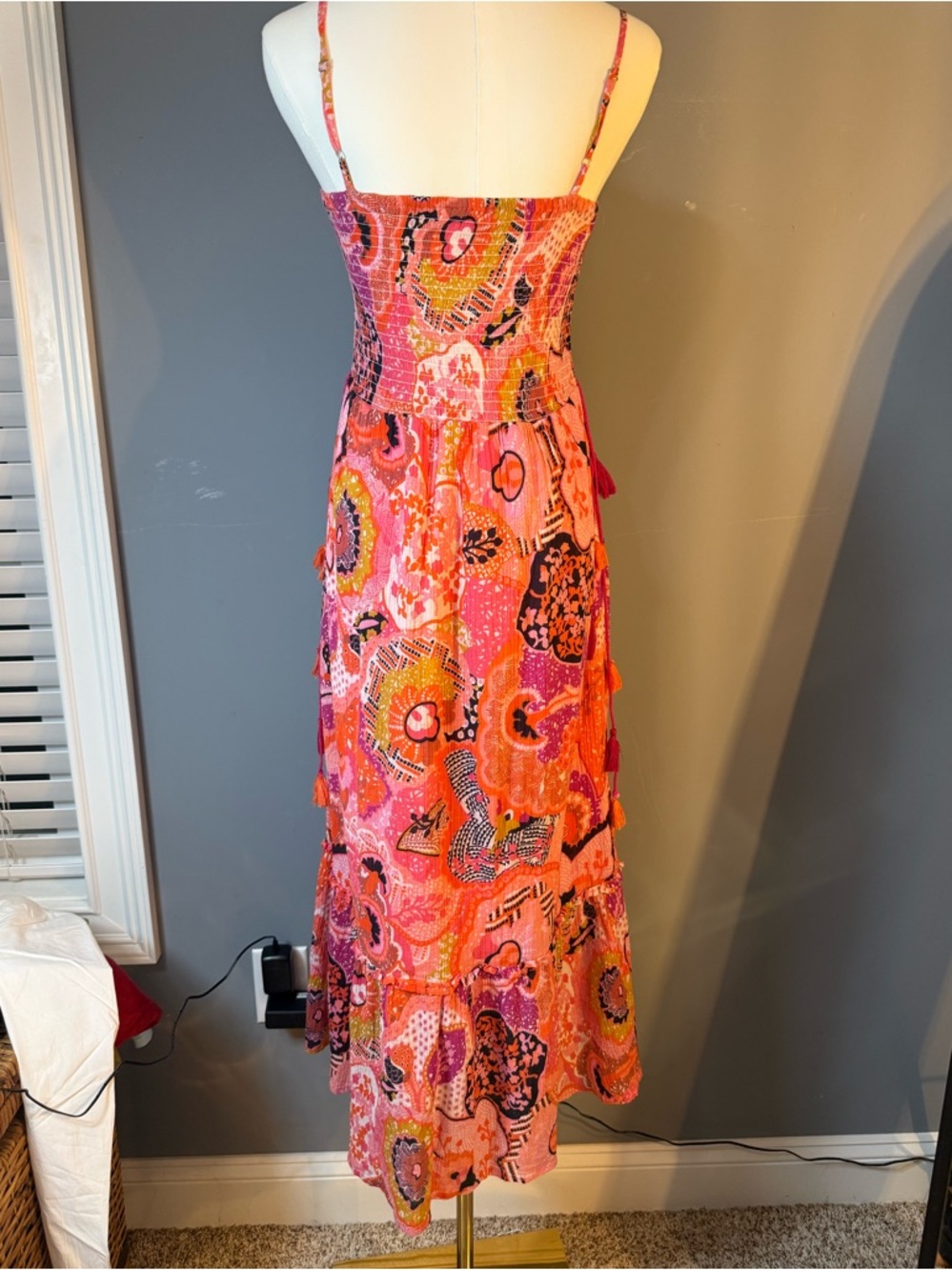 Banjanan Pink & Orange Floral Smocked Dress - M - Picture 2 of 16